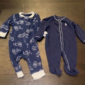 Ralph Lauren Navy and White and Carters Kids Footies Set